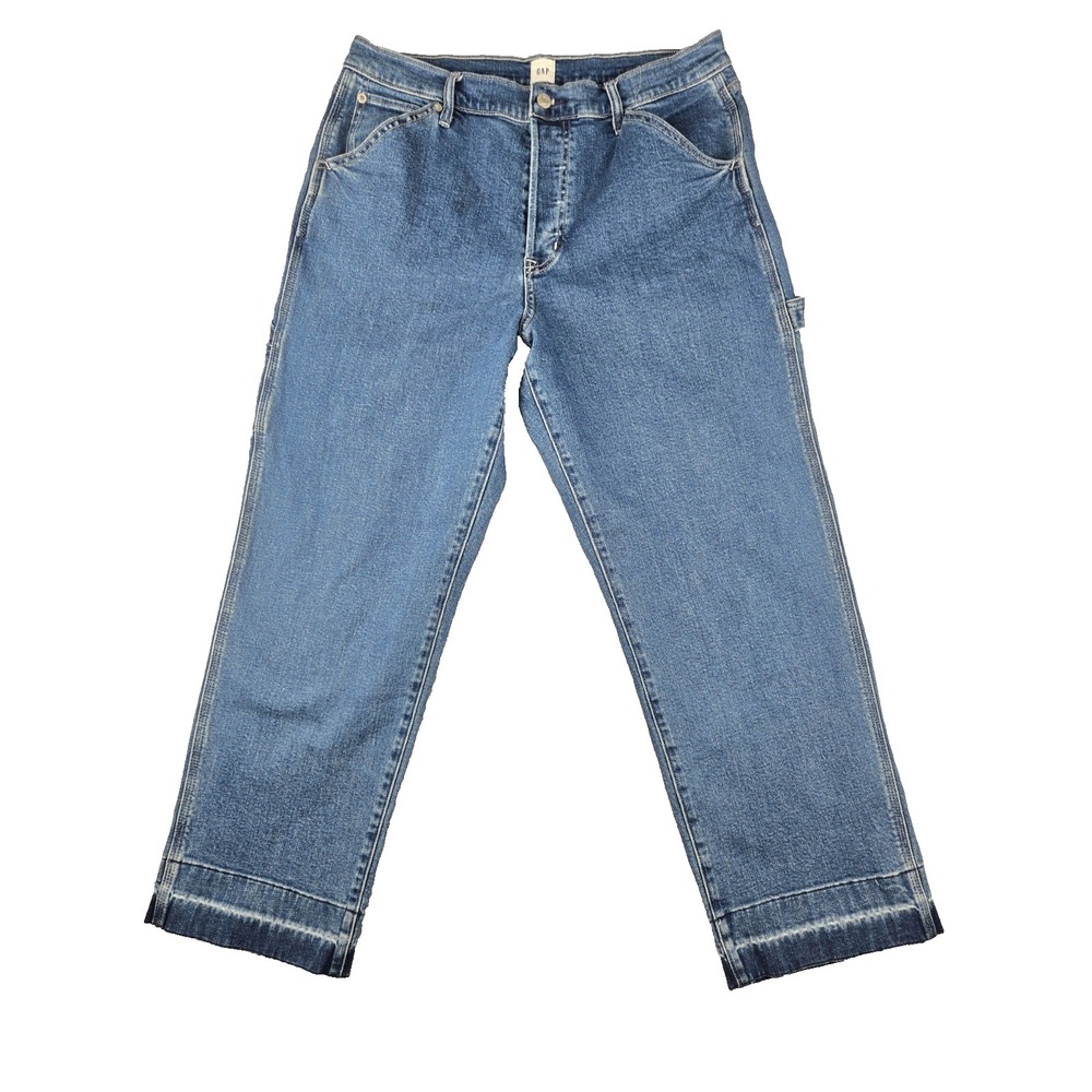 Gap Carpenter Jeans Medium light Wash Women's 14 Contrast Stitch 90s Style Baggy